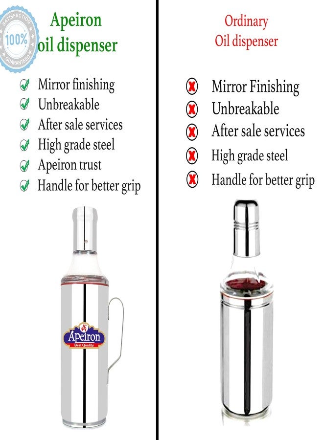 Apeiron Stainless Steel Cooking Oil Dispenser/Pourer (Silver, 1000 ml) , Set of 1 - Image 3